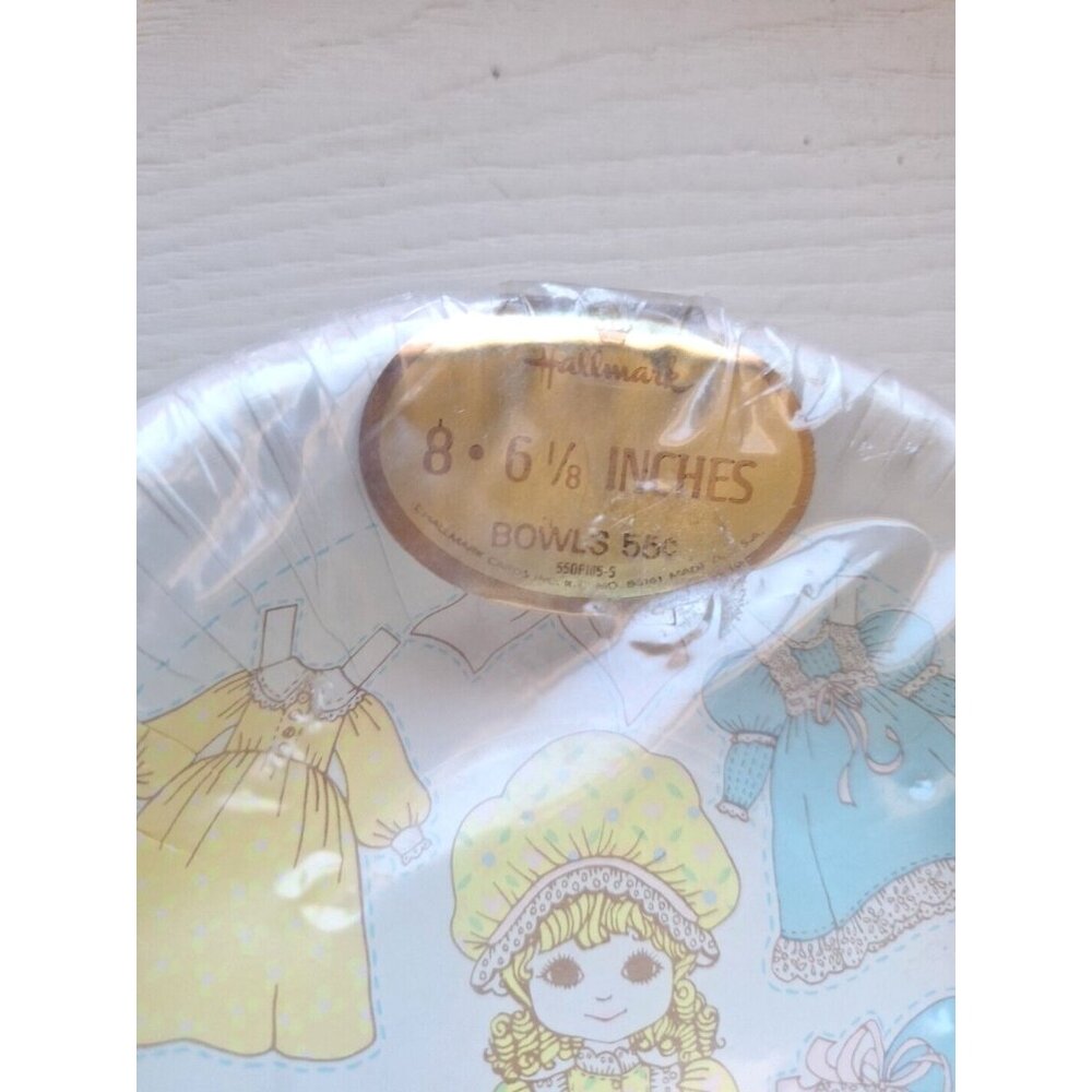 Hallmark Paper Doll 8 Party Bowls Vintage Sealed 6 1/8" Similar to Holly Hobbie - Picture 3 of 5
